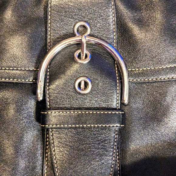 COACH Soho Large Black Smooth Leather Carryall Business Tote Shoulder Bag #5770 - Picture 3 of 11